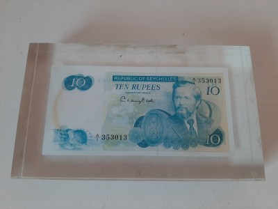Bancnota 10 Ruppes Republic of Seychelles 1976 -UNC - Incasetata in Plastic foto