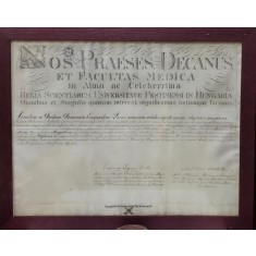 Diploma Imperiala a Facultatii de Medicina Din Pesta