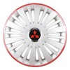 Set 4 Capace Roti, potrivite jantelor de R16, pentru Mitsubishi, model falcon argintiu cu rama rosie, Autohelix MSA