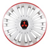 Cumpara ieftin Set 4 Capace Roti Autohelix MSA&reg;, potrivite jantelor de R16, pentru Mitsubishi, model falcon argintiu cu rama rosie