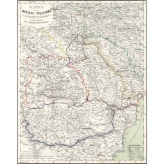 Harta Moldova, Tara Romaneasca si Transilvania, Flemming, 1859, 50x70cm, repro