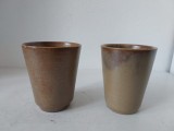 Lot 2 pahare ceramica gresie vintage Grespots Digoin Made in Frence Stoneware, 9cm inaltime, facute manual