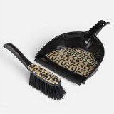 Set Faras și Perie Animal Print Negru din Plastic, CMCLASS