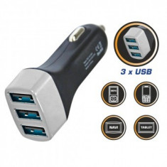 Incarcator auto USB Sal SA 045, 3xUSB, 3.1A foto