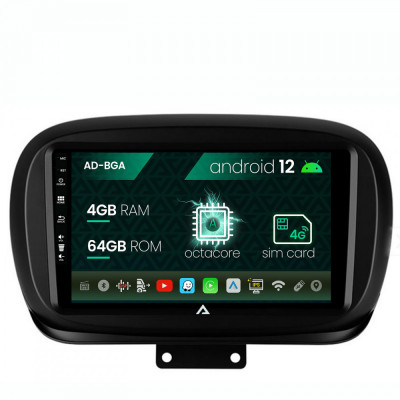 Navigatie Fiat 500X (2014-2020), Android 12, A-Octacore 4GB RAM + 64GB ROM, 9 Inch - AD-BGA9004+AD-BGRKIT362 foto