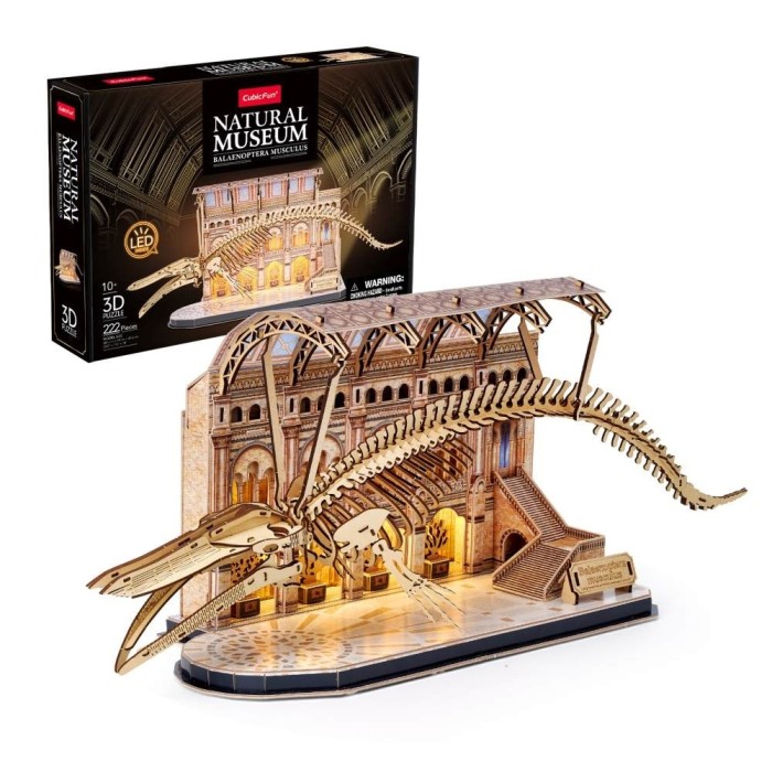 Cubic Fun - Puzzle 3D cu LED muzeul natural Balena albastra 223 piese
