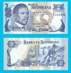 Botswana (p#7) 2 Pula 1982 UNC &#039;Pasărea Go-Away&#039; serie: 354336