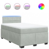 Cumpara ieftin Pat continental cu saltea, gri deschis, 120x200 cm, catifea