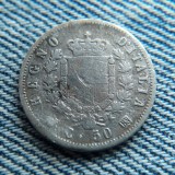 2L - 50 Centesimi 1863 Italia / argint - an unic de batere, Europa