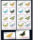 Guinea Ecuatoriala 1977 - Fluturi, bloc dantelat si nedantelat, colite nedantelate neuzate