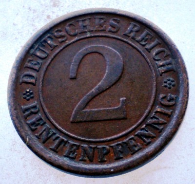 7.717 GERMANIA WEIMAR 2 RENTENPFENNIG 1924 J foto