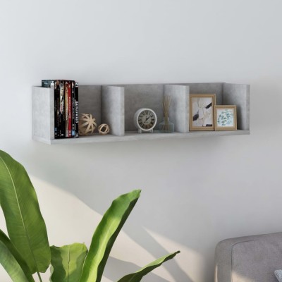 vidaXL Raft de perete CD-uri, gri beton, 75x18x18 cm, lemn prelucrat foto