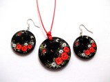 set lemn cu motiv floral maci 39733