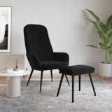 Cumpara ieftin Scaun de relaxare cu taburet, negru, catifea