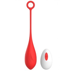 Ou Vibrator Belle Love Egg, 10 Moduri Vibratii, Remote Control, Silicon, USB, Rosu, 20.4 cm, Mokko Toys, Velvet Obsession