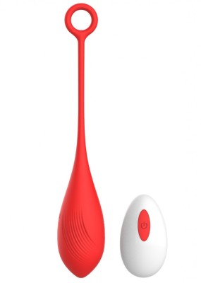 Ou Vibrator Belle Love Egg, 10 Moduri Vibratii, Remote Control, Silicon, USB, Rosu, 20.4 cm, Mokko Toys, Velvet Obsession foto