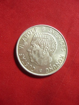 Moneda 2 koroane 1965 argint Suedia Rege Gustav Adolf - 14g foto