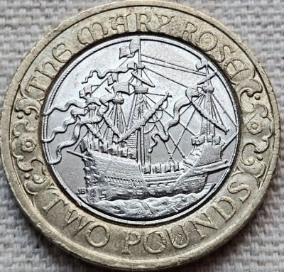 2 pounds 2011 Marea Britanie, Mary Rose, km#1199 foto
