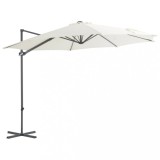 Umbrelă consolă de grădină, st&acirc;lp din oțel, nisipiu, 300 cm