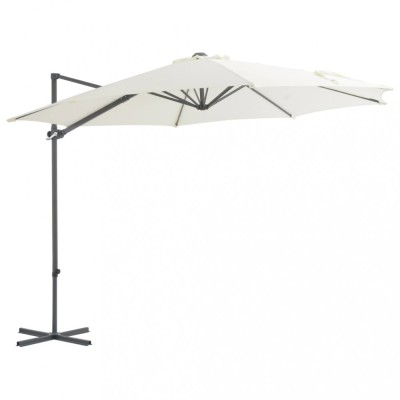 Umbrelă consolă de grădină, st&amp;acirc;lp din oțel, nisipiu, 300 cm foto
