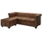 Canapea Chesterfield &icirc;n formă de L, velur artificial, maro