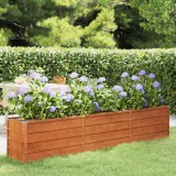 Gossi strat inaltat de gradina, ruginiu, 240x40x45 cm, otel corten