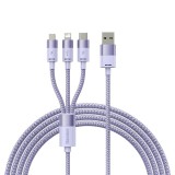 Cablu Incarcare USB-A - Lightning / microUSB / USB-C Baseus StarSpeed 3in1, 20W, 1.2m, Mov CAXS000005, Apple