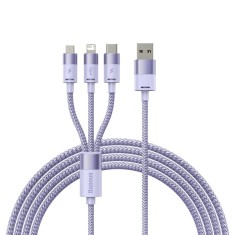 Cablu Incarcare USB-A - Lightning / microUSB / USB-C Baseus StarSpeed 3in1, 20W, 1.2m, Mov CAXS000005