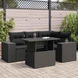 Cumpara ieftin Set mobilier de grădină cu perne, 5 piese, negru, poliratan