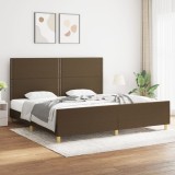 Cumpara ieftin Cadru de pat fără saltea, maro &icirc;nchis, 200x200 cm, textil