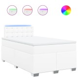 Cumpara ieftin Pat box spring cu saltea, alb, 120x200 cm, piele ecologica