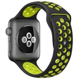 Cumpara ieftin Curea iUni compatibila cu Apple Watch 1/2/3/4/5/6/7, 40mm, Silicon Sport, Negru/Galben