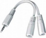 CABLU audio GEMBIRD Splitter stereo (1 x 3.5 mm jack T la 2 x 3.5 mm jack M), 10cm, alb &quot;CCA-415W&quot; (timbru verde 0.08 lei)