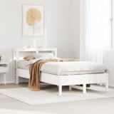 VidaXL Cadru de pat fără saltea, alb, 75x190 cm, lemn masiv de pin