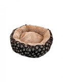 Culcus moale cu perna pentru caine pisica culoare maro-raiat 50 cm, AVEX