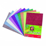 Hartie Gumata Glitter DACO, 20x30 cm, 10 Coli/Top, 10 Culori, Hartie Gumata Glitter, Hartie Gumata, Hartie Glitter, Hartie Glitter pentru Scoala, Hart