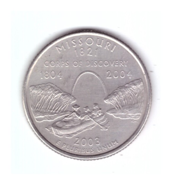 Moneda SUA 25 centi/quarter dollar 2003 D, Missouri 1821, stare buna, curata