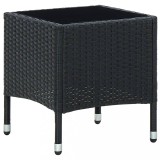 Masa gradina vidaXL, 40x40x45 cm, poliratan negru, blat sticla, rezistenta intemperii, exterior, terasa
