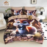 Cumpara ieftin Lenjerie pat single 5D,bumbac finet,4 piese,cearceaf cu elastic 140x200cm,cearceaf pilota 155x205cm,2 fete de perna 55x80cm-A1251