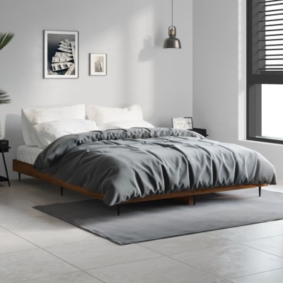 vidaXL Cadru de pat, stejar maro, 135x190 cm, lemn prelucrat 832292 foto