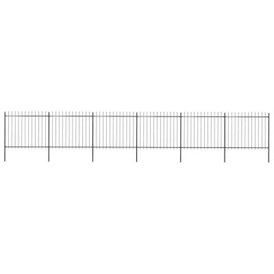 vidaXL Gard de grădină cu v&amp;acirc;rf suliță, negru, 10,2 x 1,5 m, oțel foto