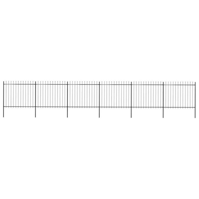 vidaXL Gard de grădină cu v&acirc;rf suliță, negru, 10,2 x 1,5 m, oțel