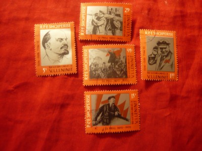 Serie Albania 1970 - 100 Ani Lenin , 5 val. stampilate foto