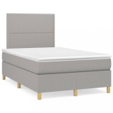 Cumpara ieftin Pat continental cu saltea, gri deschis, 120x200 cm, textil