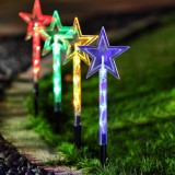 Decoratiune Craciun exterior 4 stele multicolore, Hoff, 16 LED-uri, lumina multicolora, alimentare baterii, H 36 cm