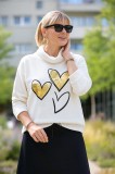 Bluza dama alba cu imprimeu inimioare