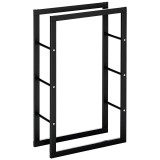 HOMCOM Suport Lemne Fier Interior Exterior, Capacitate 100 kg, Dimensiuni 60x25x100 cm