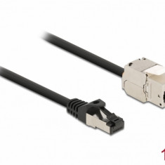 Cablu prelungitor retea RJ45 S/FTP Cat.6A 1m Negru, Delock 87027