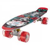 Cumpara ieftin Penny board Action One, Cu roti luminoase, 22 cm, ABEC-7 PU, Aluminium 90 kg, Dia de los muertos