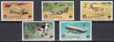 DB1 Fauna Africana WWF Tanzania 1977 5 v. MNH foto